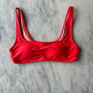 J. Crew Vibrant Red Square Neck Bikini Top Size Medium